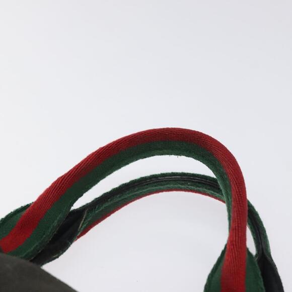 GUCCI Web Sherry Line Hand Bag Canvas Black Silver - Picture 8 of 16